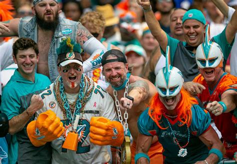 Miami dolphins fans - Jan 5, 2024 · Buffalo Bills wide receiver Stefon Diggs (14) waves to the fans in the stands after the Bills defeated the Miami Dolphins during an NFL football game, Sunday, Sept. 19, 2021, in Miami Gardens, Fla ...